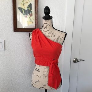 Free People one shoulder top with side tie size Medium.